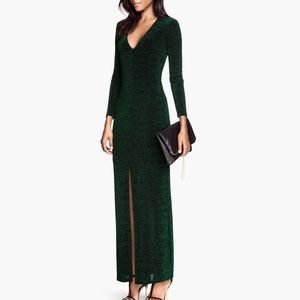 H&M Green Glittery Maxi Dress